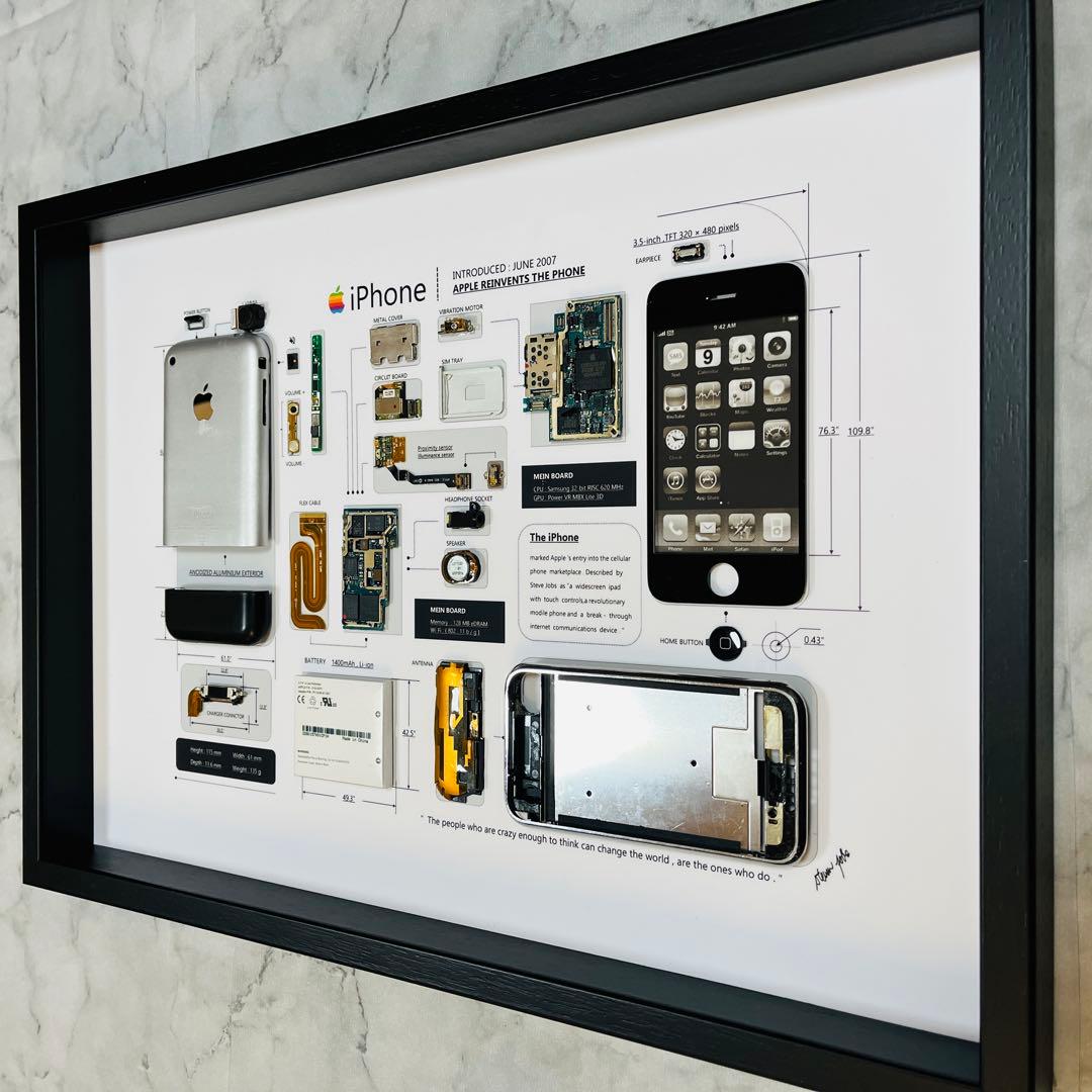 【プレミアム端末】 iPhone 2G 標本アート 高級木製ボックスフレーム仕様