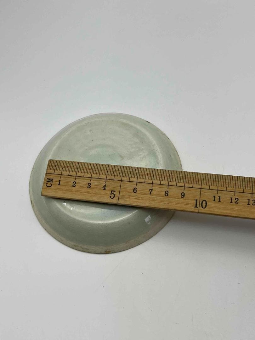 北宋時代 湖田窯 青磁刻花鳳尾花文房洗 覆燒 覆輪口 影青 古皿唐物(F-90)