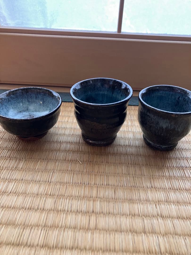 陣ヶ森窯　鈴木照雄　ぐい呑み　3個セット　民藝