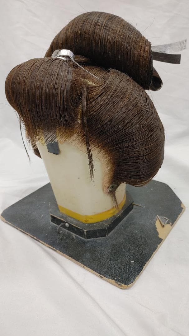 【MK20】島田 大衆演劇 かつら 鬘 ウィッグ 人毛 ケース付き