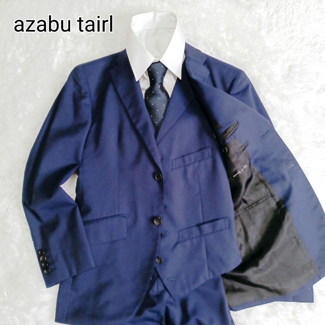 麻布テーラー スリーピース スーツ セットアップ メンズ ネイビー A5（М）