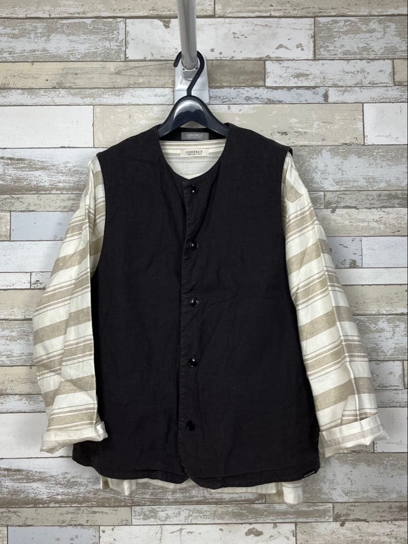 CONFECT UpcycleLino ポプリン クルーネックベスト