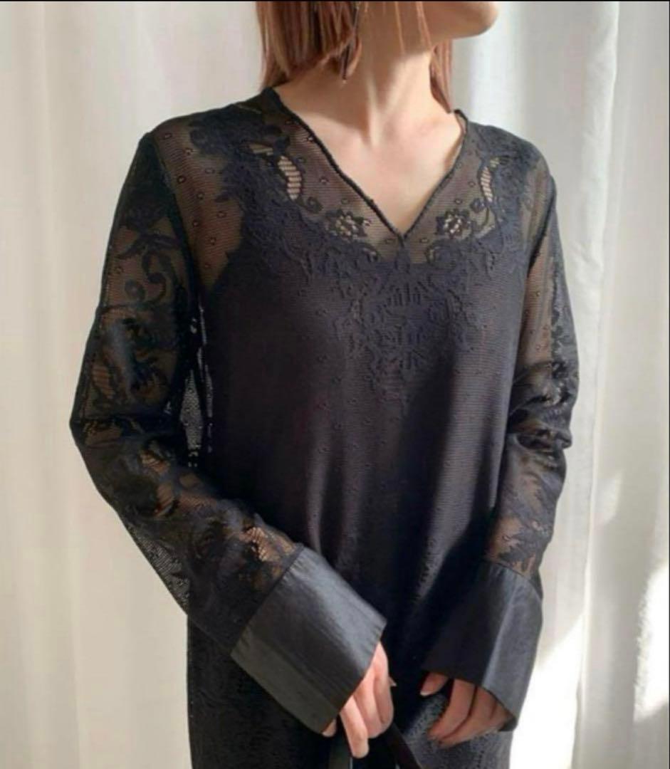 AMERI ATTRACTIVE LACE DRESS ブラック Ｓサイズ
