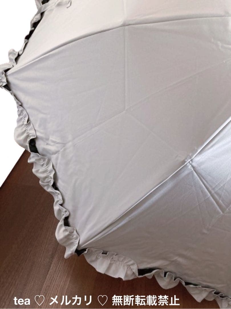 サンバリア100 【新品】 廃版レア 2段折り 折り畳み日傘フリルホワイトグレー