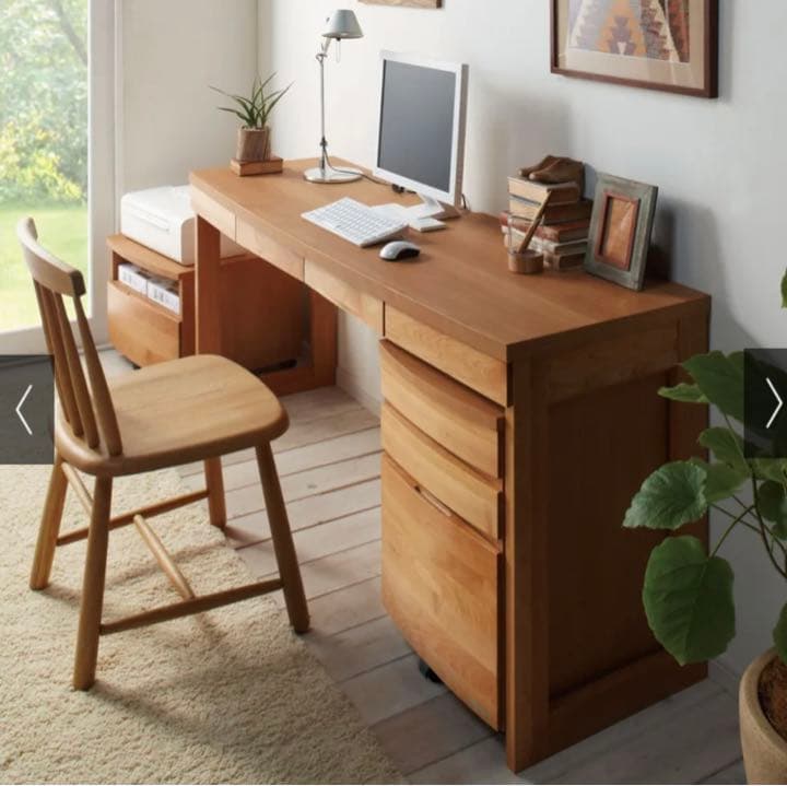 アルダー天然木　アールデザインデスクシリーズ　デスク