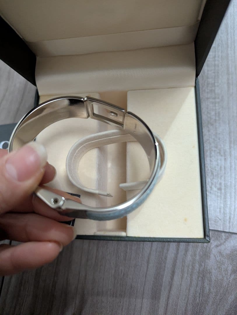 L*u様 美品 GUCCI リザード レザー Gロゴブレスレットバングル ブルー