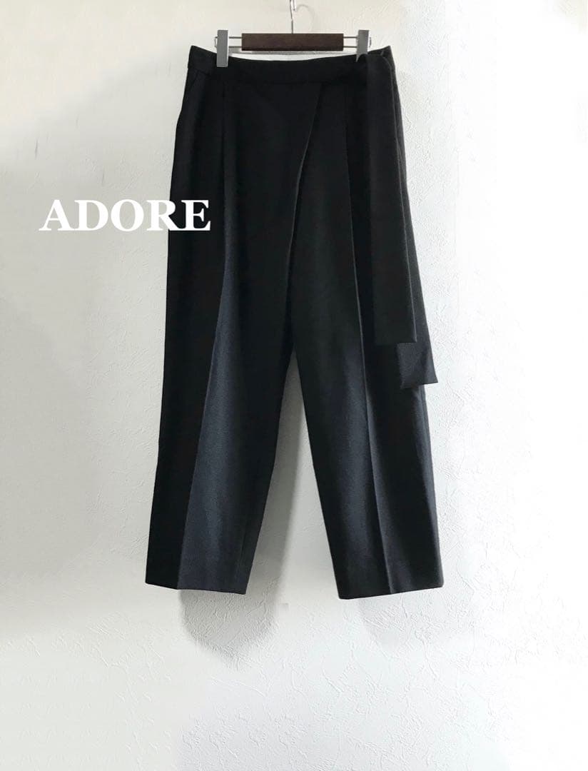 ◎ ADORE ウールサキソニーサイドリボンセンタープレスパンツ 38