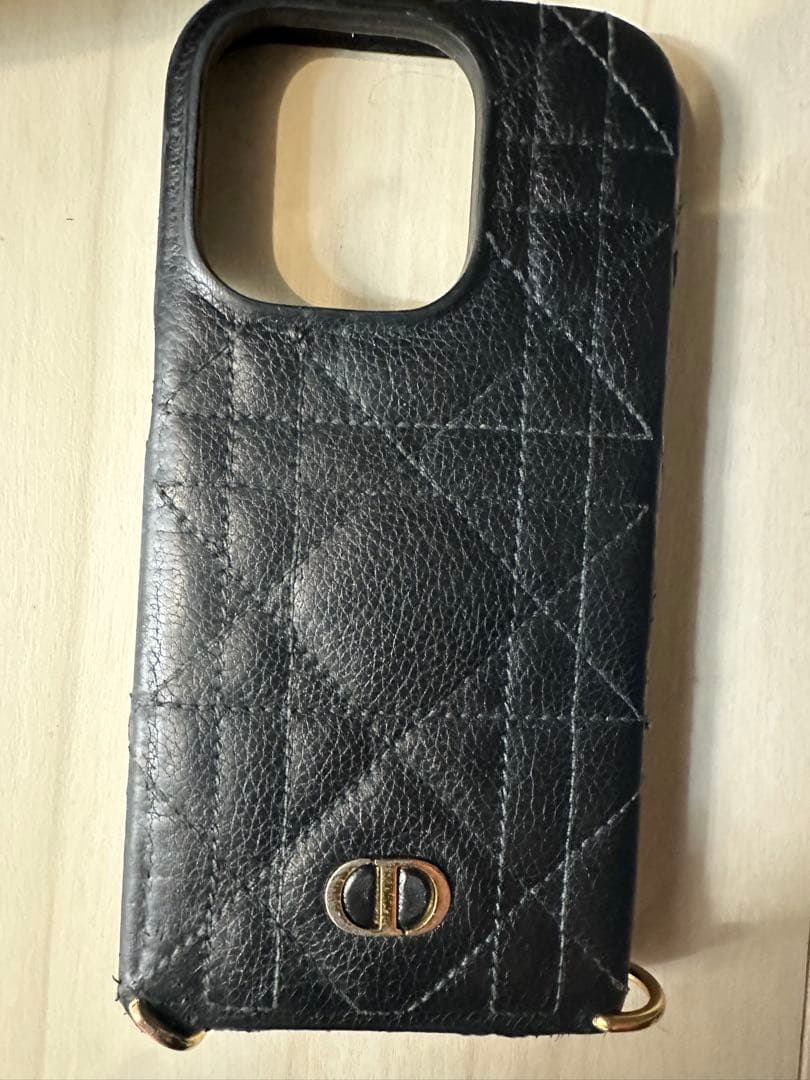 Christian Dior ブラックレザー 14プロiPhoneケース