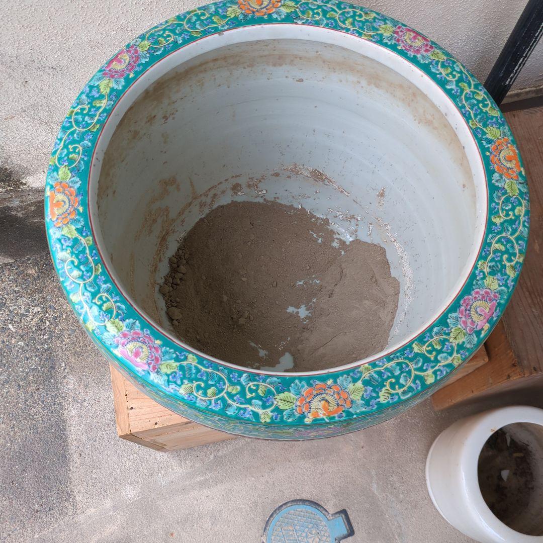 骨董 大型 古伊万里 伊万里 火鉢 十錦手 色絵 鉢カバー 睡蓮鉢 メダカ 金魚