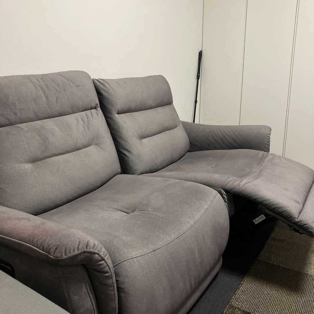 レイコージャパン3人掛け 撥水電動リクライニングファブリックソファマグナ グレー