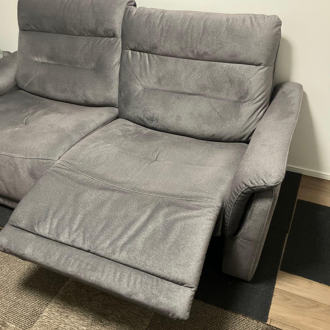 レイコージャパン3人掛け 撥水電動リクライニングファブリックソファマグナ グレー