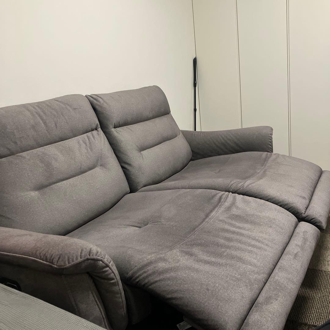 レイコージャパン3人掛け 撥水電動リクライニングファブリックソファマグナ グレー