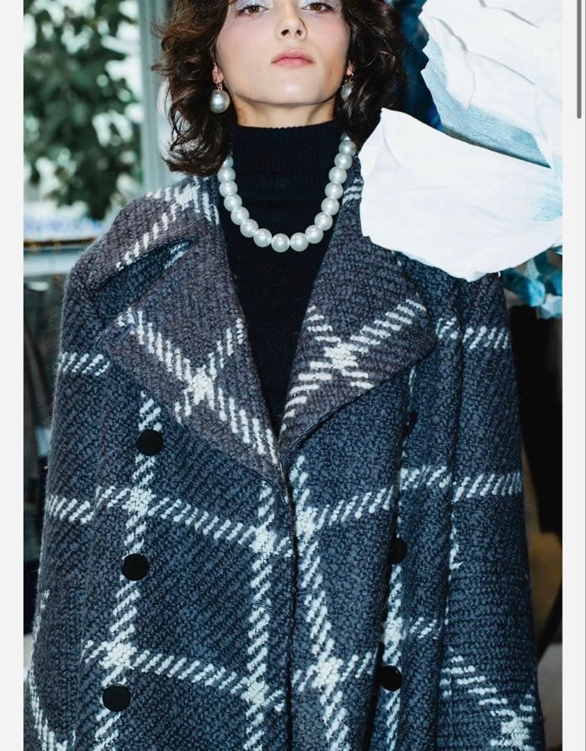 ジャケット・アウター sheller big check BISHU pure wool coat