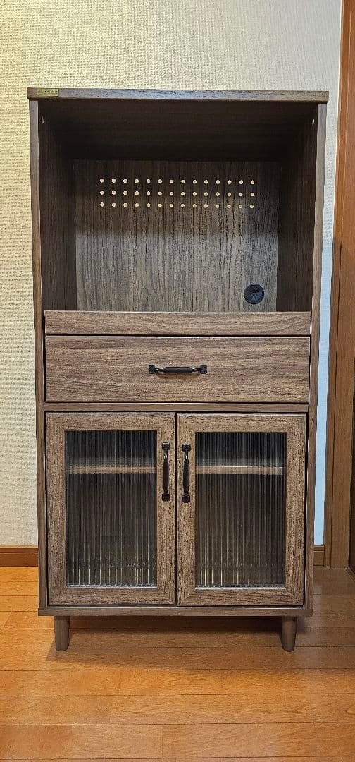レンジボード ☆木製 　ガラス扉 引き出し付き
