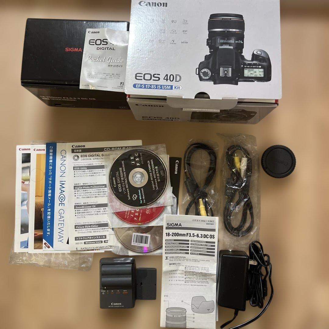 【ジャンク品】Canon EOS 40D 本体 レンズ3本（シグマ1本）本2冊