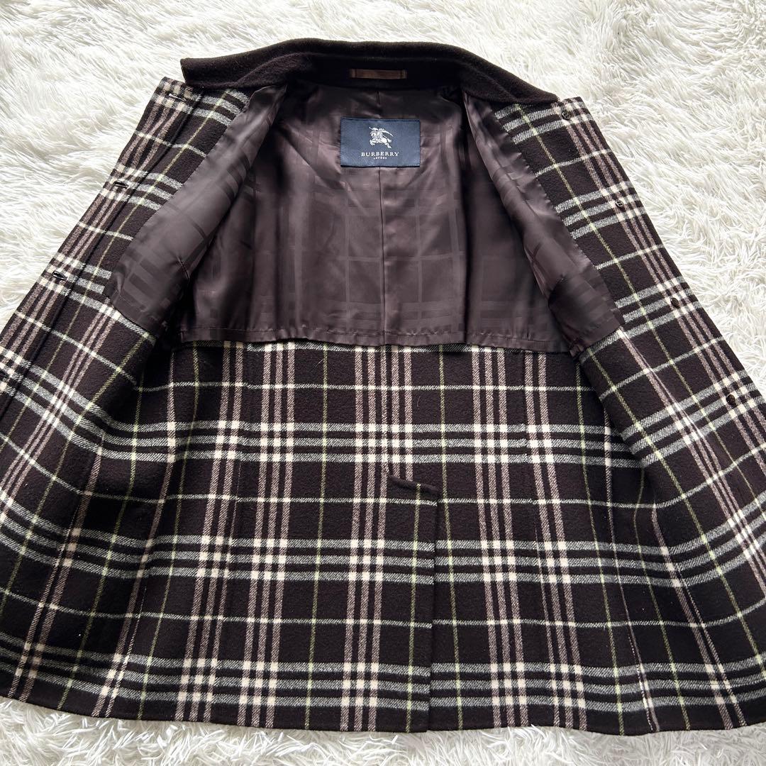 【極美品】バーバリーロンドン　ダブルフェイス　カシミヤ混　ピーコート　ブラウン系