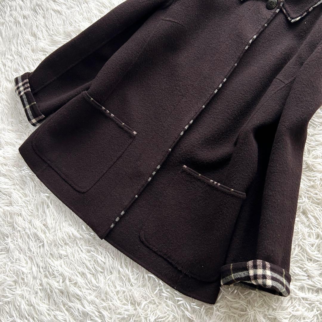 【極美品】バーバリーロンドン　ダブルフェイス　カシミヤ混　ピーコート　ブラウン系