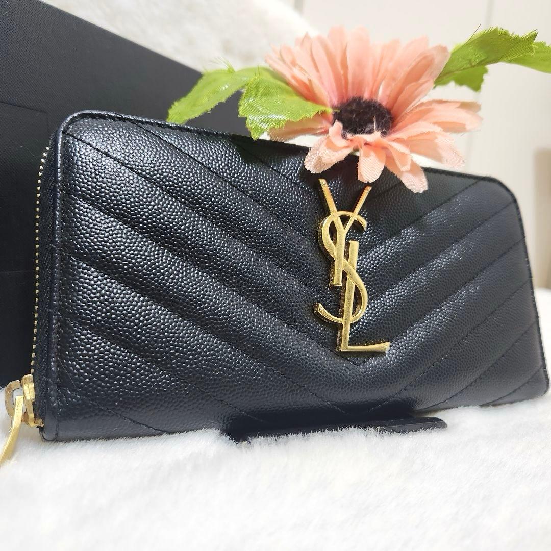 ✨極美品✨サンローラン　長財布　ラウンドファスナー カサンドラ　ブラック　黒