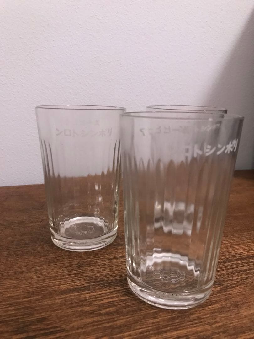 戦前 未使用品 3個セット アサヒビール リボンシトロン グラス ガラス 昭和