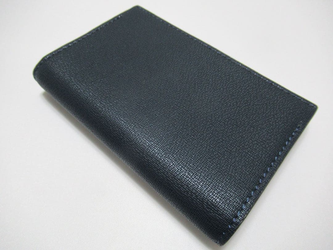 ポールスミス 新品！ハイライトステッチ牛革×床革名刺入れ カードケース 濃緑青