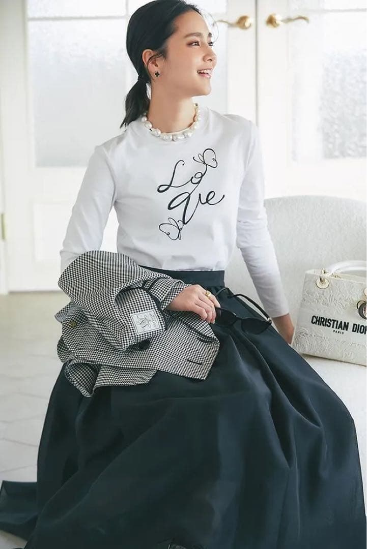 セブンテン　プリントロングTシャツ　（ブラック) M