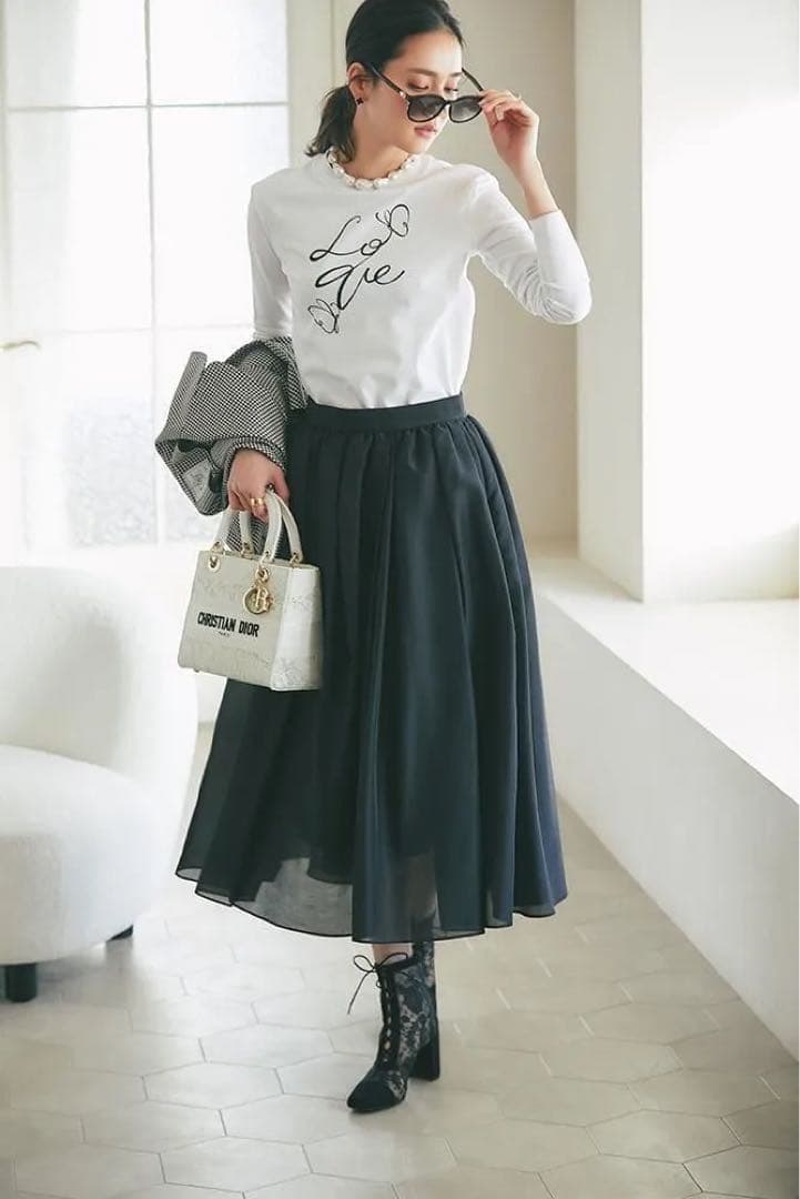 セブンテン　プリントロングTシャツ　（ブラック) M