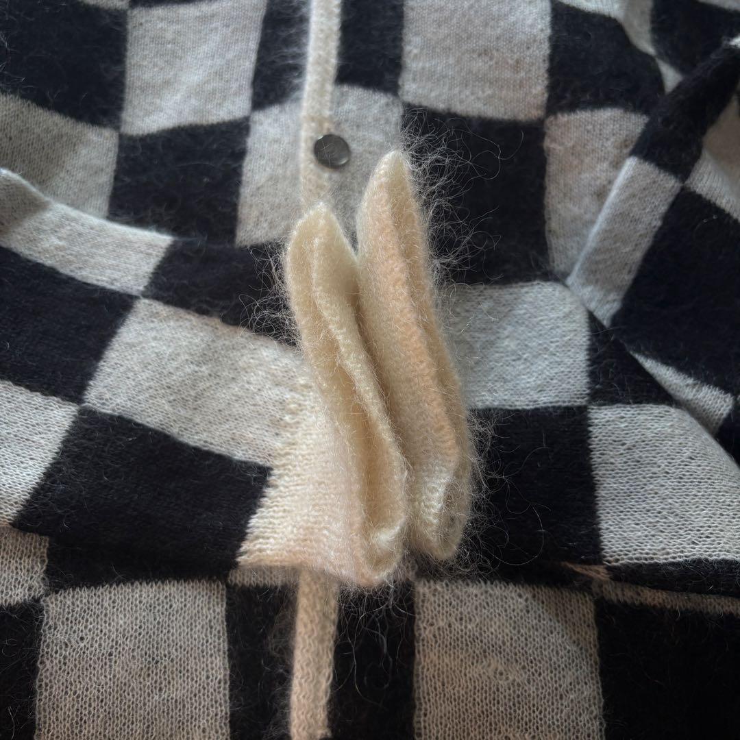 UNUSED モヘアニット　カーディガン ブロックチェック　アンユーズド