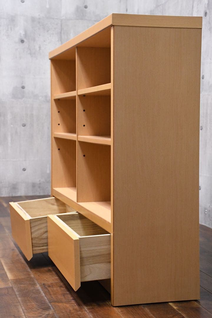 ECK84 生松工芸 セレノ オープン書棚 NA色 ブックシェルフ 本棚 引出し