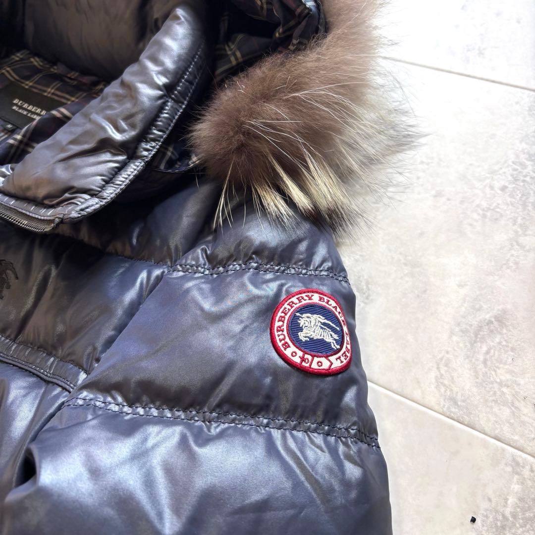 【美品】バーバリーブラックレーベル グースダウンジャケット シルバーフォックス