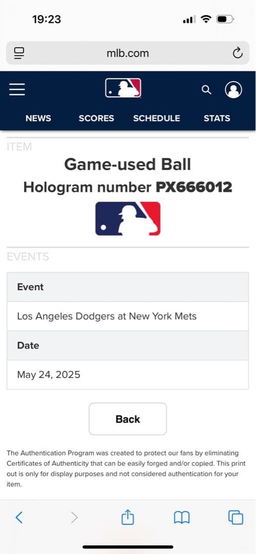 ドジャース大谷翔平選手出場試合実使用球メッツ戦