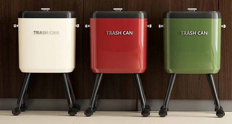 新品 北欧モダン 高脚 レッド ダストボックス ゴミ箱 インテリア 蓋付き