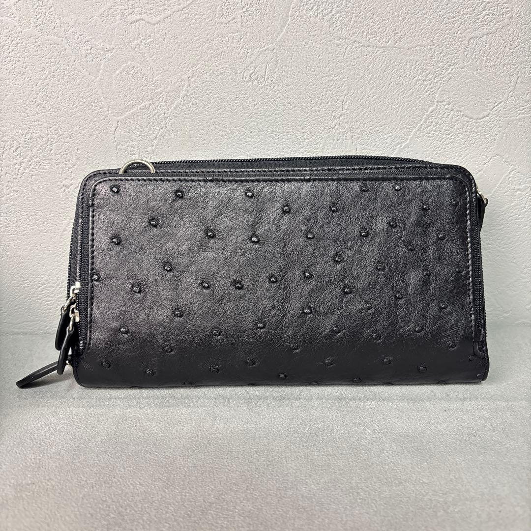 未使用品✨松屋 nordfiume オーストリッチ ショルダーウォレット 本革