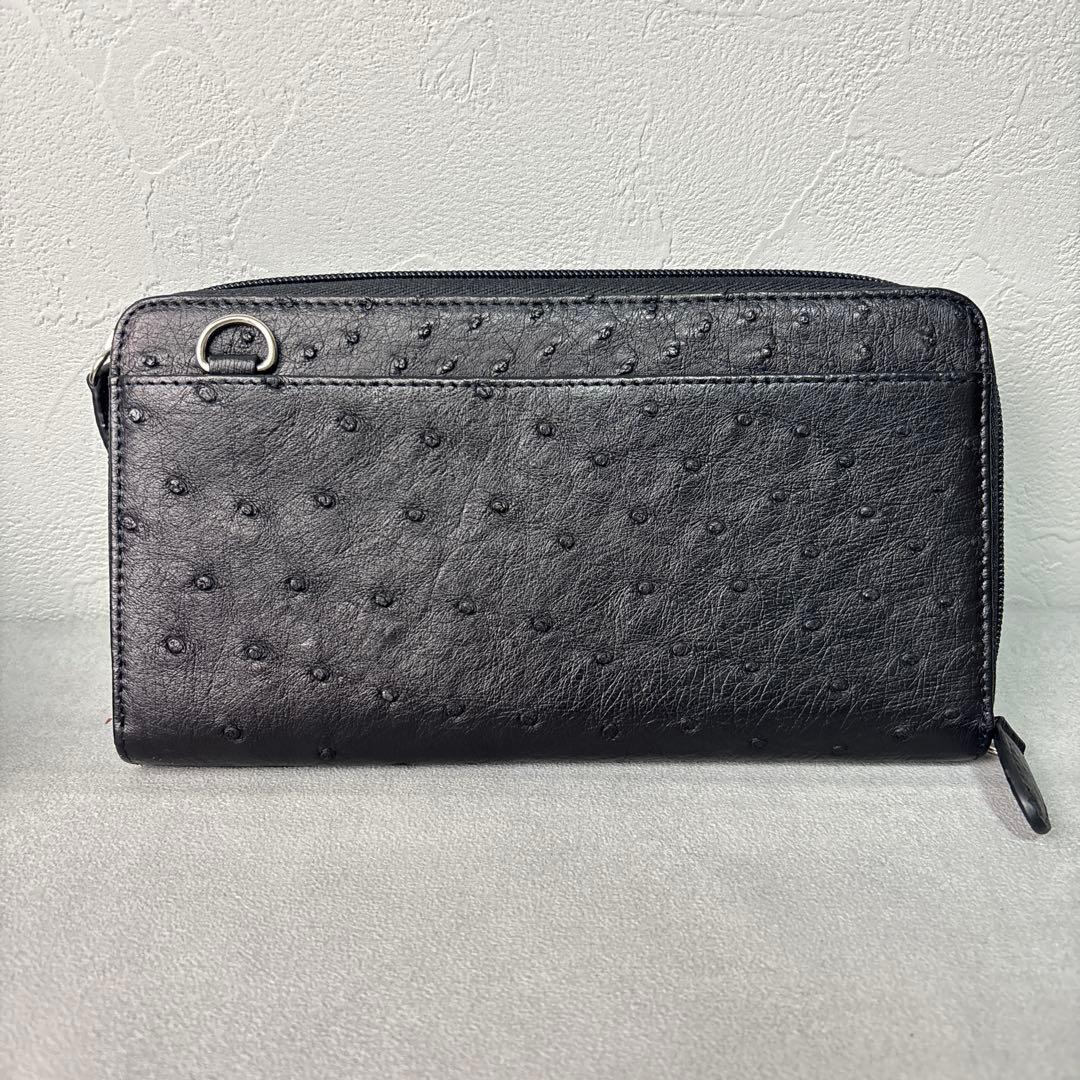 未使用品✨松屋 nordfiume オーストリッチ ショルダーウォレット 本革