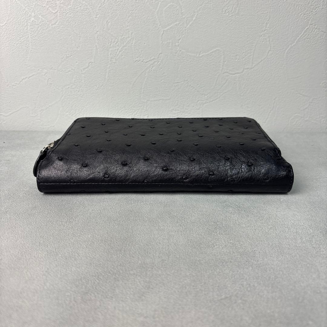 未使用品✨松屋 nordfiume オーストリッチ ショルダーウォレット 本革