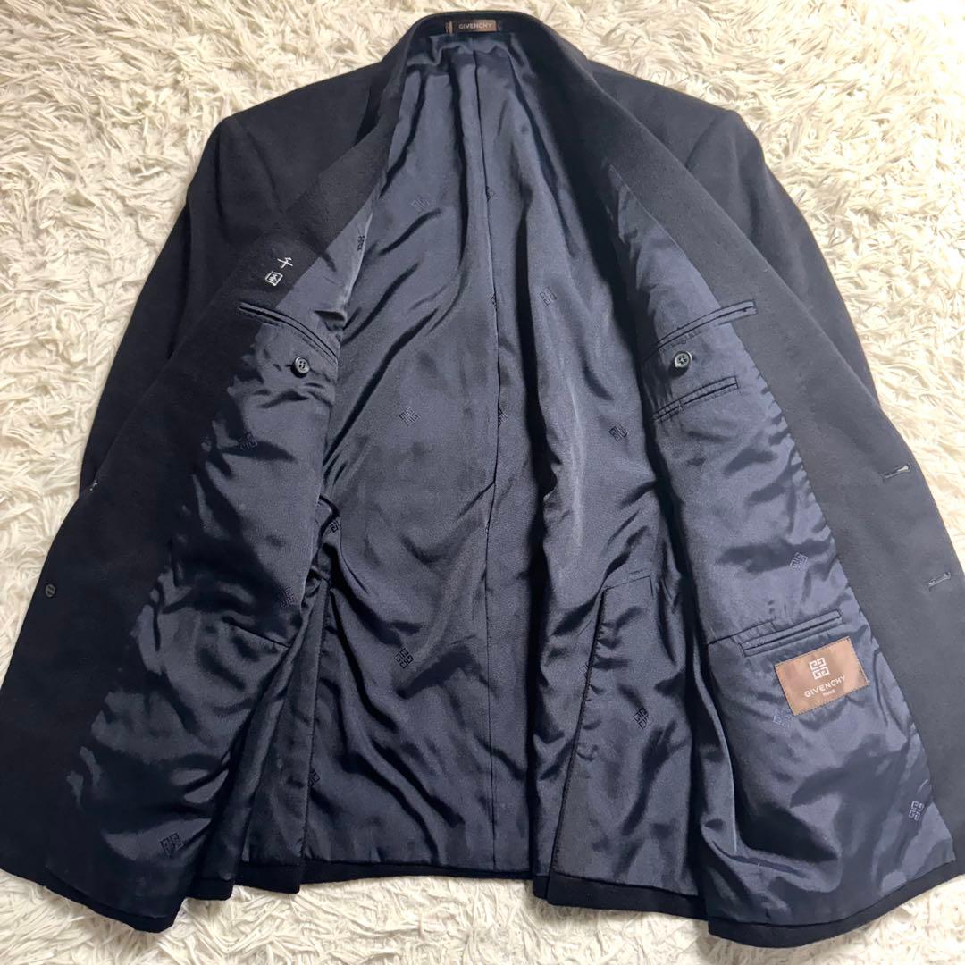 GIVENCHY カシミヤ100% テーラードジャケット　銀ボタン ネイビー
