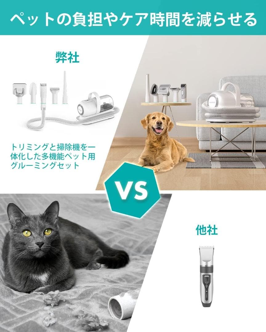 ペット用バリカン 犬 猫美容器 5 in 1 多機能ペット掃除機 Neakasa