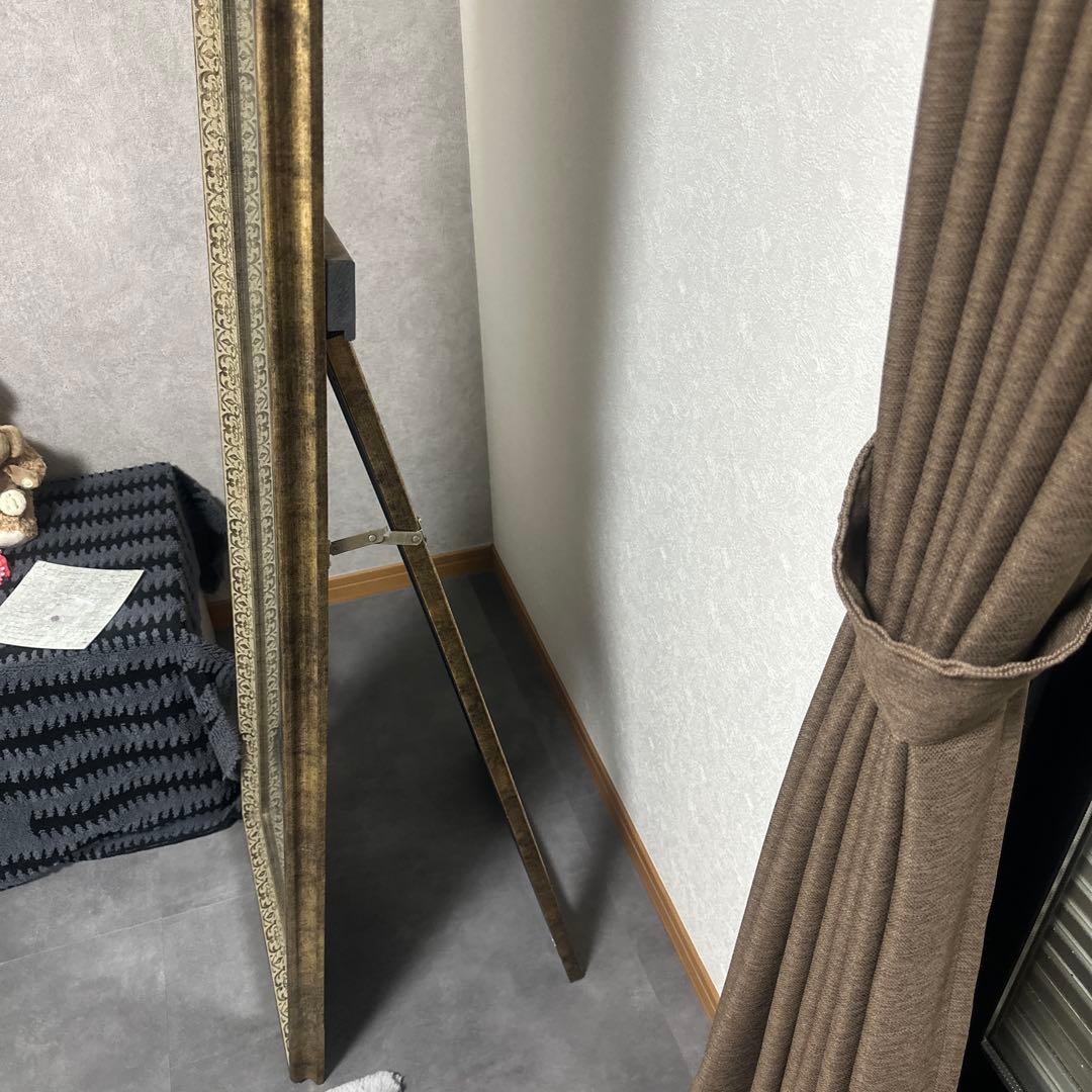 最終値下げ‼️アンティーク調装飾的ゴールドフレームスタンドミラー