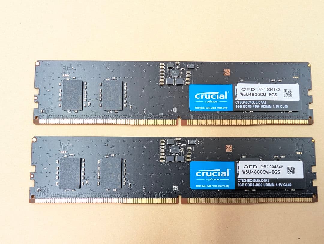 crucial DDR5 4800 CL40 16GB(8GB 2枚)