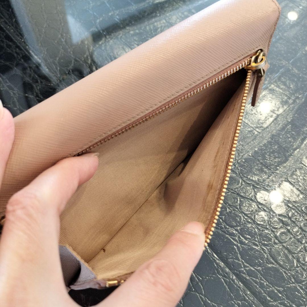 PRADA サフィアーノ リボン財布 ベージュ