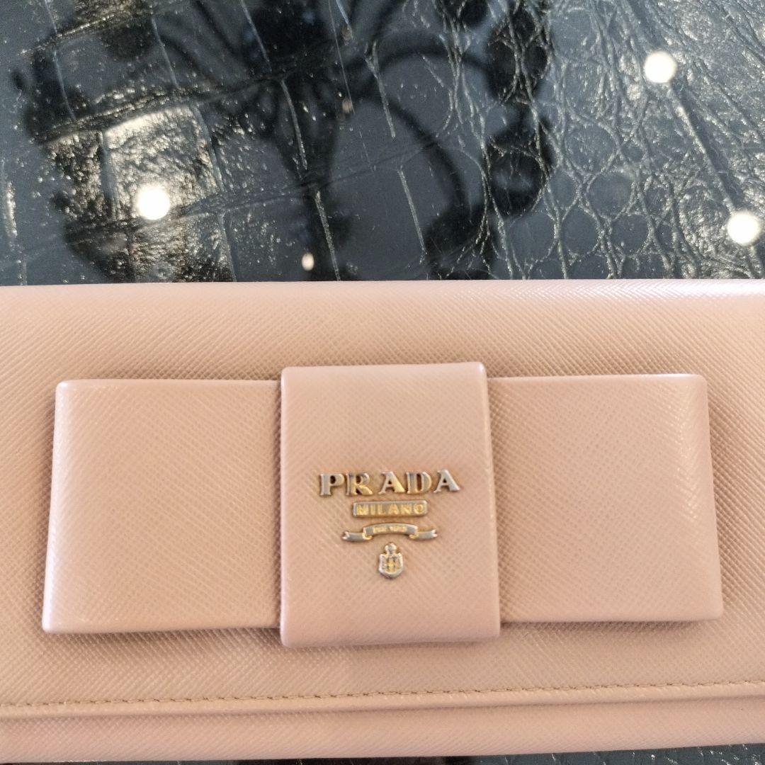 PRADA サフィアーノ リボン財布 ベージュ