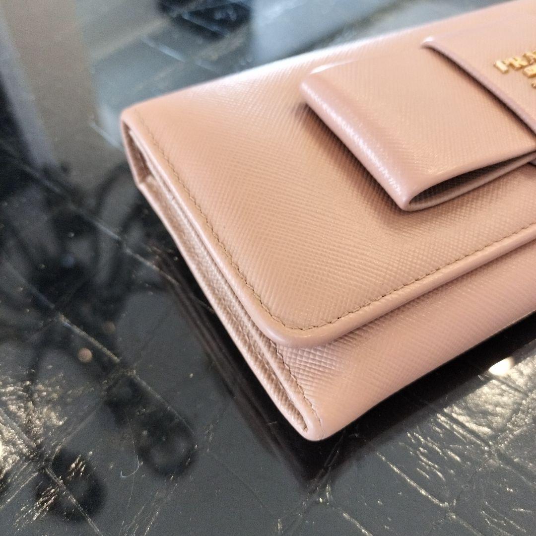 PRADA サフィアーノ リボン財布 ベージュ