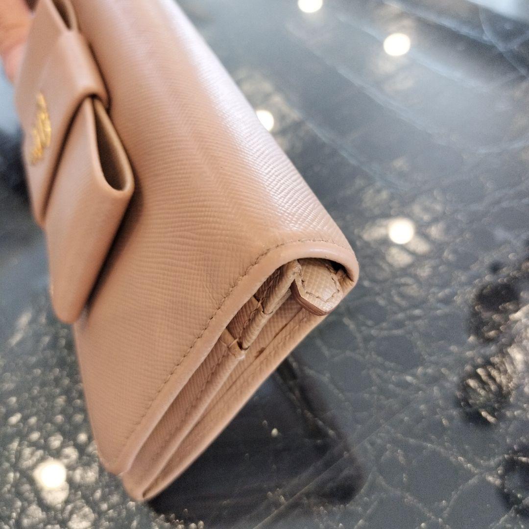 PRADA サフィアーノ リボン財布 ベージュ