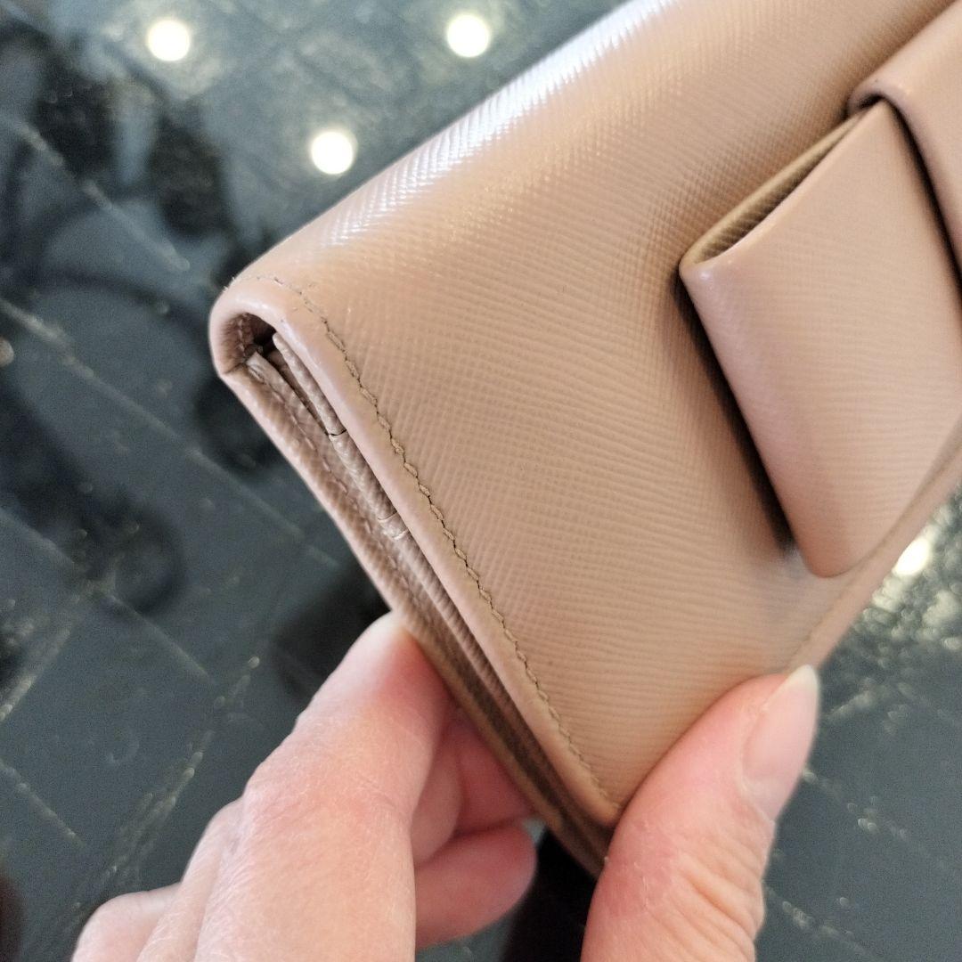 PRADA サフィアーノ リボン財布 ベージュ
