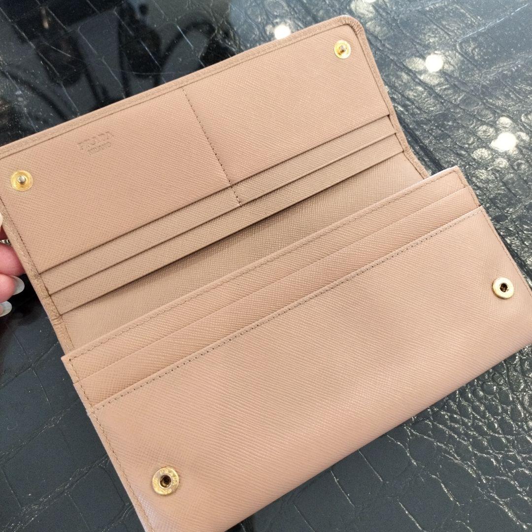 PRADA サフィアーノ リボン財布 ベージュ