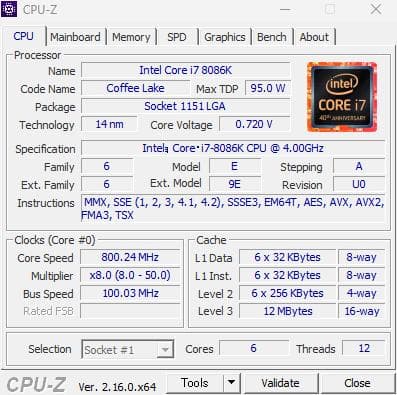 Intel Core i7-8086K CPU 【動作確認済】