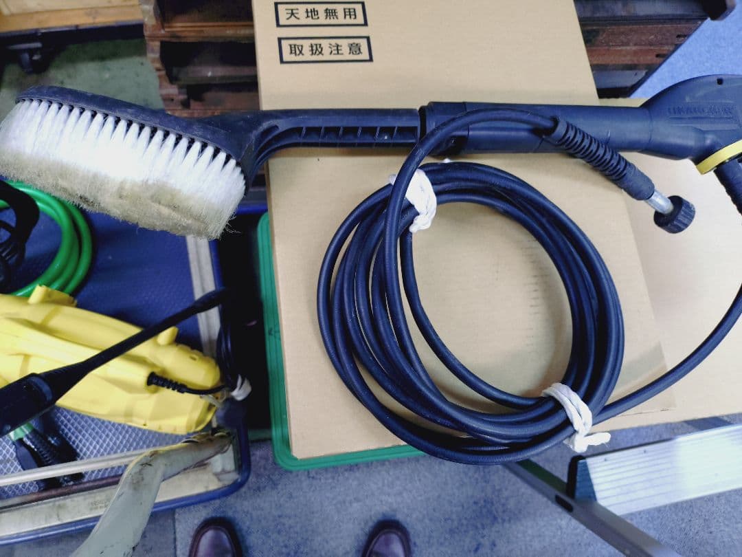 高圧洗浄機 ブラシ付き 黄色ハンドル2本先尖り部品3本