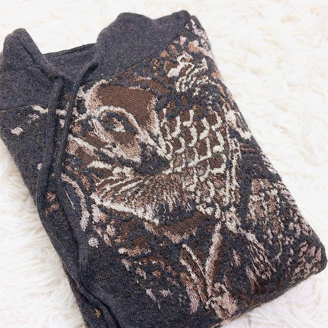 gaultier ゴルチエ　ウール混ニットパーカー　鯉柄　ジャガード　M