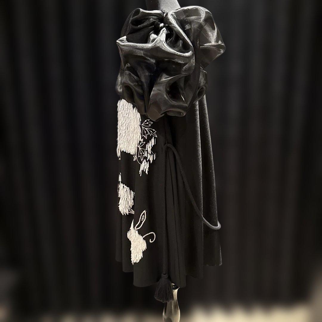 LANVINランバン フラワー刺繍 ビーズ ひざ丈ワンピース 個性的