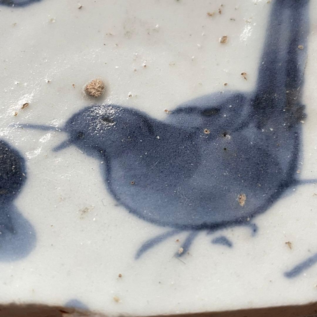 初期伊万里鶺鴒文皿陶片 百間窯 江戸初 古美術 骨董 アンティーク 古伊万里