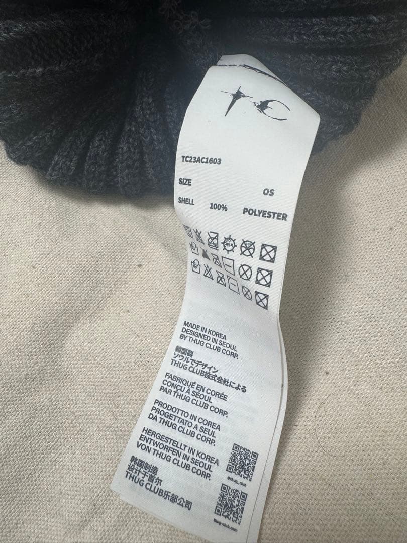 Thug club サグクラブ ニット帽 ダークグレー （汚れ、毛玉なし）